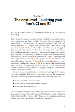 The Next Level – Auditing Your Firm’s CI and BI (Chapter 8)