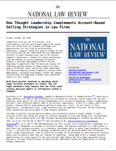 How Thought Leadership Complements Account-based Selling Strategies in Law Firms